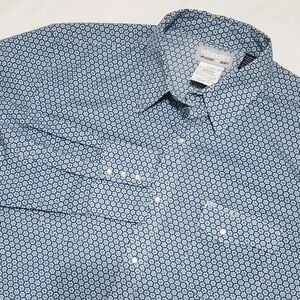 Wrangler Pearl Button Long Sleeve Shirt Blue Mens XL